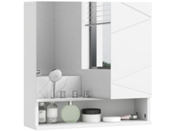 Armário De Parede Espelhado Para Banheiro, Com 2 Portas, 55 X 17 X 55 Cm, Branco
