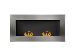 Lareira a Bioetanol de Parede em aço inox com 2 queimadores, 0.9l, 110x54x14cm BTFORUS