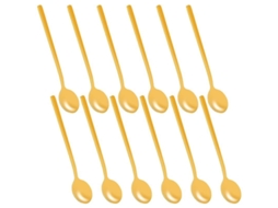 Colheres De Café De Aço Inoxidável Dourado, 12 Unidades, 13cm, Resistente, Lavável Em Máquina De Lavar Louças Ouro