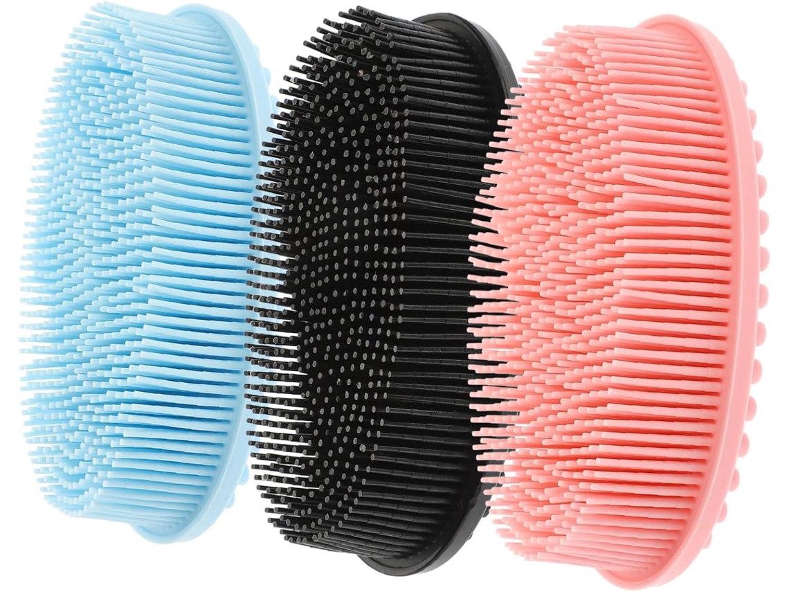Conjunto De 3 Escovas Silicone Para Banho, Sabonete Líquido, Esfoliação Suave E Limpeza