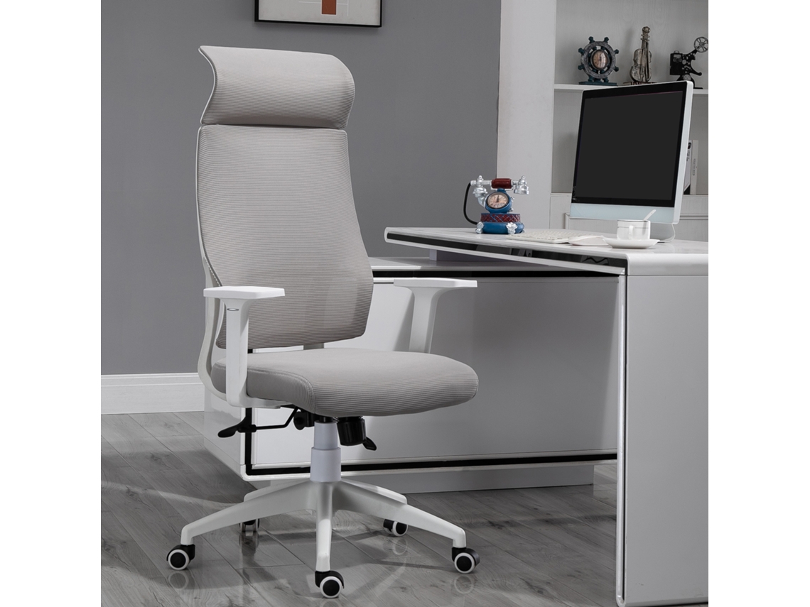 Cadeira Ergonômica Giratória Para Escritório Altura Ajustável E Reclinável Até 120º Posição De Bloqueio 64x61x120.9-128.9 Cm Cinza