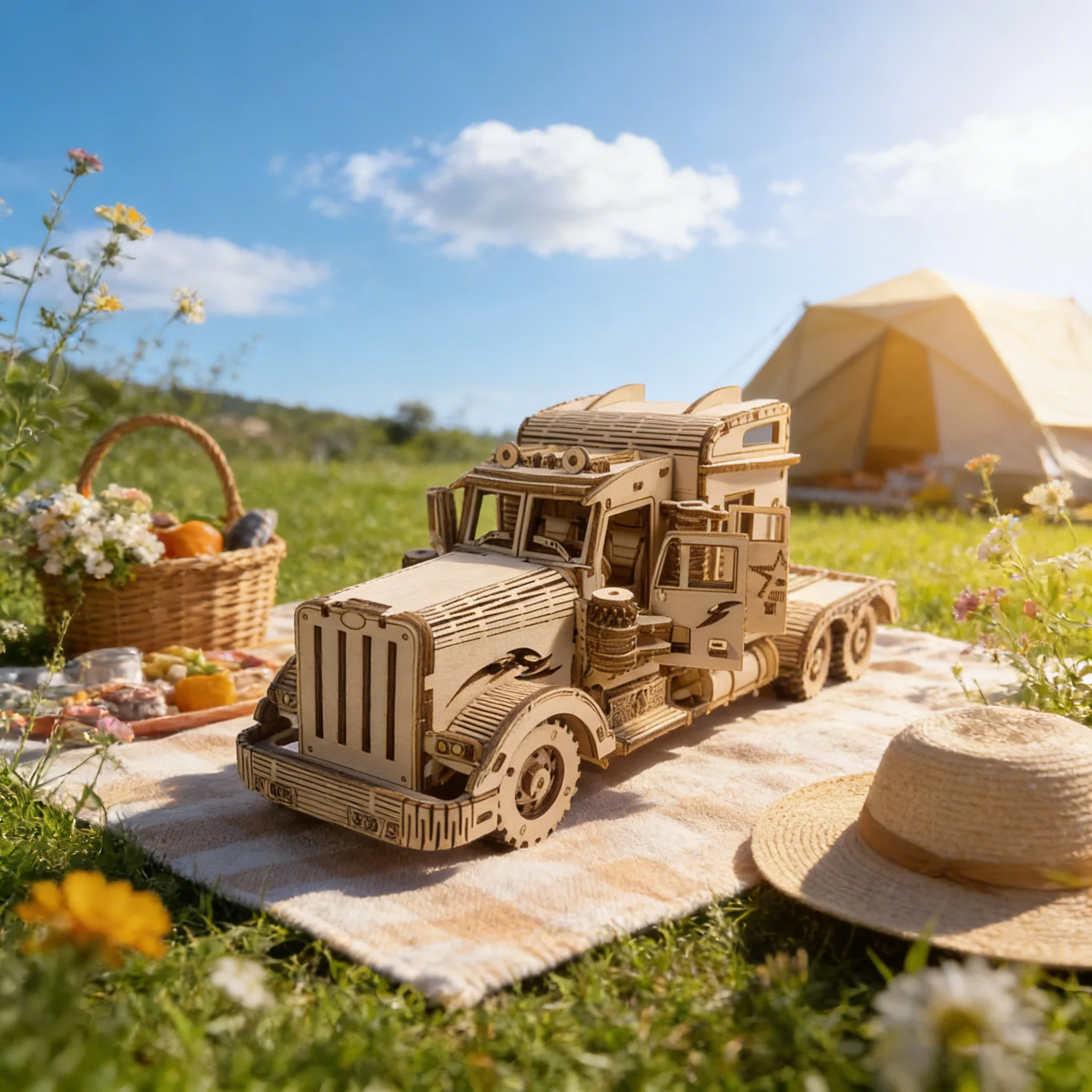 Kit de Montagem de Caminhão de Madeira 3d Quebra cabeça Criativo MDUG