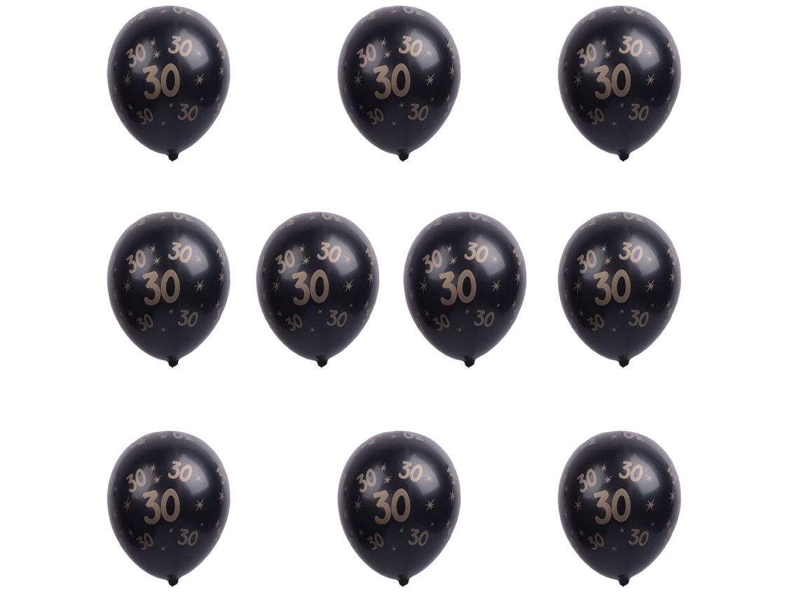 Pack de 10 Balões de Látex para Aniversário, Casamento e Festa, Preto, 30cm LAXISCREED