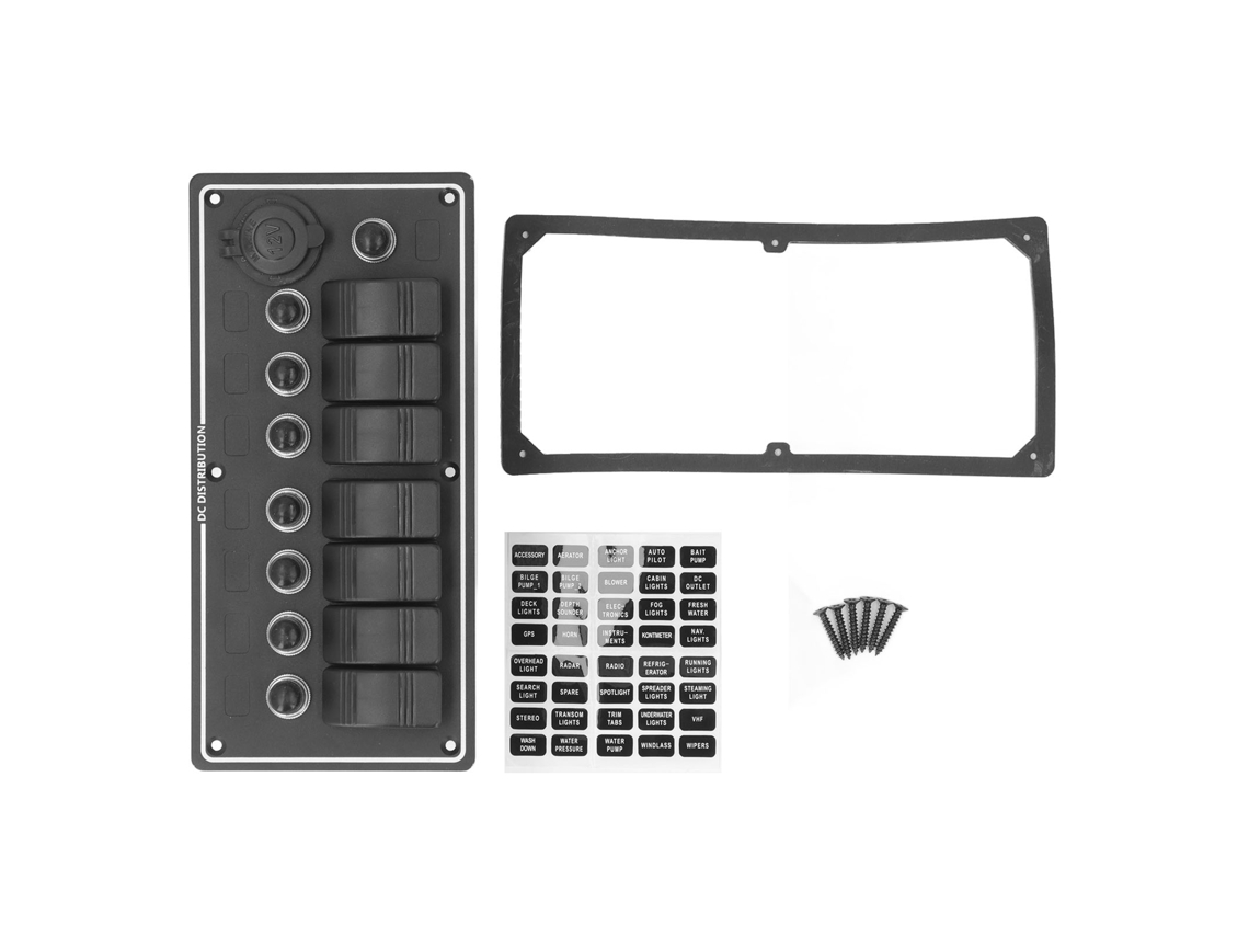 Painel De Interruptores Rocker 7 Gang 12v Com Protetor Contra Sobrecarga Para Barcos Rv Iates