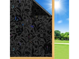 Película Janela Padrão Tulipas - Autocolante Vidro - Película Opaca - Privacidade E Bloqueio De Luz - Alternativa A Cortinas - Pvc - 45x100 Cm - Preto