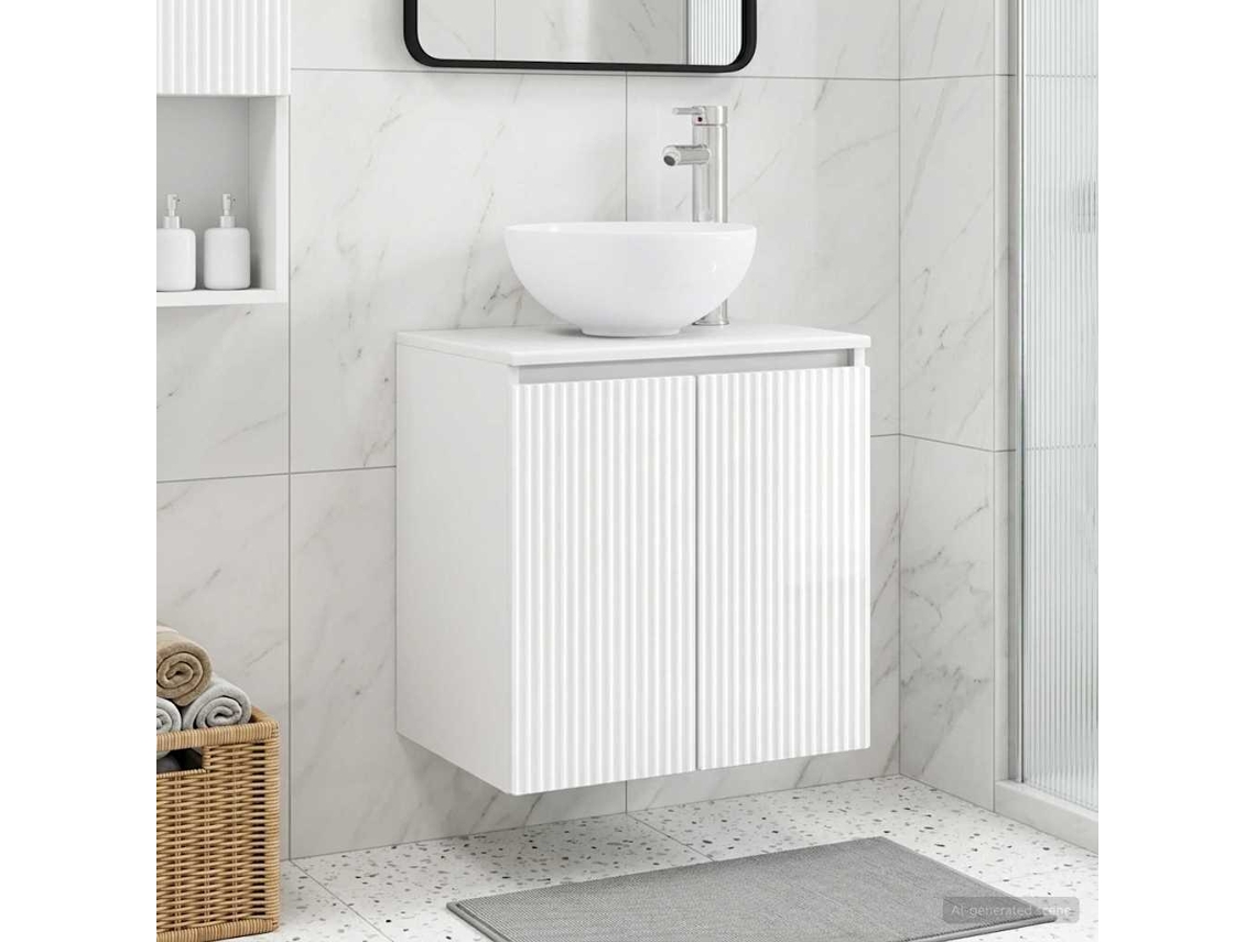 Vidaxl Vaidade Com Pia Suspensa Branco Brilhante 49,5 X 41 X 64,5 Cm