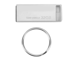Pen drive portátil de liga de zinco com interface USB 2.0 para expansão de armazenamento.