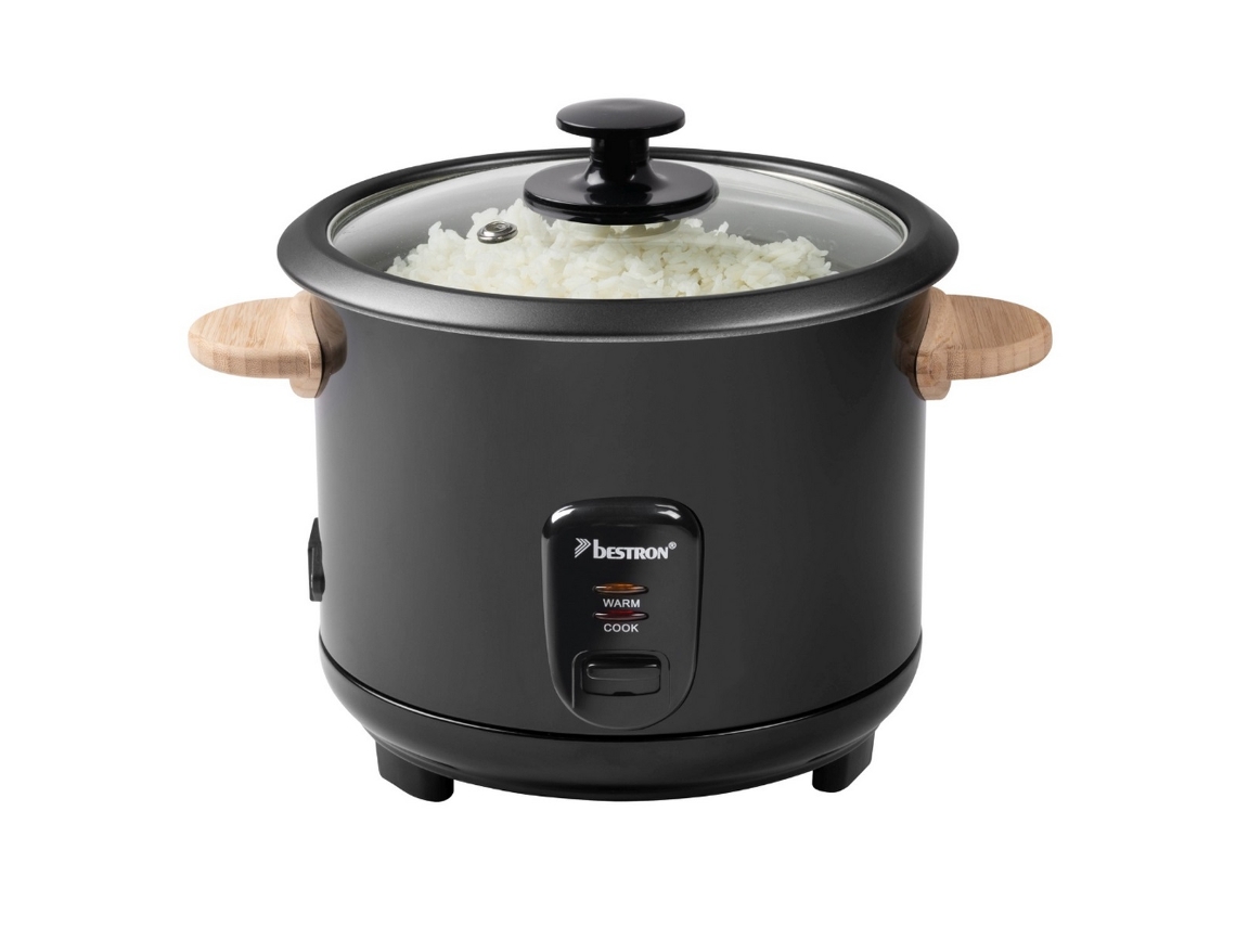 Panela Elétrica de Arroz 1 8L Tigela Removível Cabo de Alimentação Desconectado 700W em Preto/Madeira Arc180Bw BESTRON
