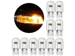 Lâmpada Led Sinal 194 T10 W5w Para Carro Luz De Leitura Dome Wedge Placa De Licença Branco 10x Amarillo