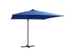 Vidaxl Guarda-sol Cantilever Luzes Led/poste Aço 250x250 Cm Azul Ciano