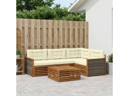 Vidaxl Conjunto De Sofás Para Exterior 5 Unid. Natural E Creme