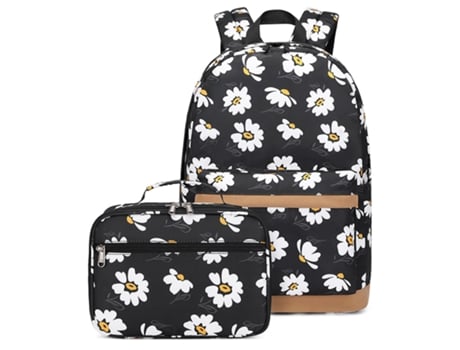 Mochila BLEWADY daisy print saco escolar de estudante leve de 14 polegadas fêmea  preto