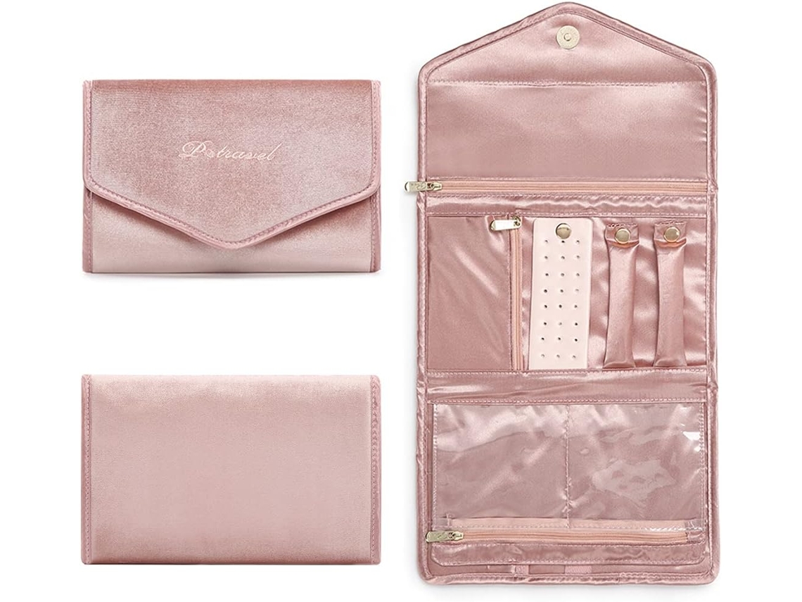 Bolsa De Viagem Para Joias - Organizador Portátil De Acessórios - Rosa