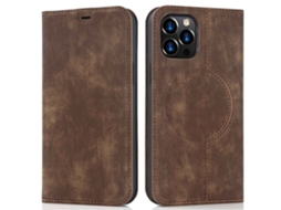 Capa Bloqueio Rfid Para Iphone 12 Pele Sintética Magnética Com Porta-cartões Castanho