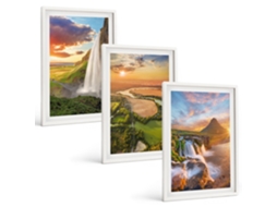 Galeria De Pinturas Murais Cachoeiras, Paisagens, Pôr Do Sol Moldura Branca Imagens Para Um Quarto Infantil Espelharte (3 Piezas De 40x60 Cm)