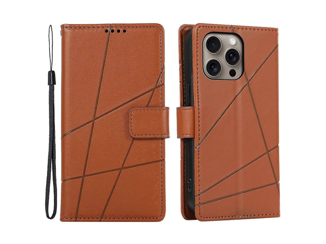 Capa Tipo Carteira Df-06 Para Iphone 16 Pro Com Impressão Digital E Capa À Prova De Choque