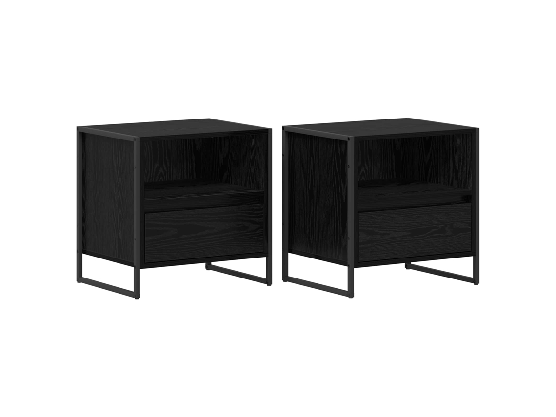 Conjunto de 2 Mesas de Cabeceira Carvalho Preto MAISON EXCLUSIVE 50x39.5x50 cm