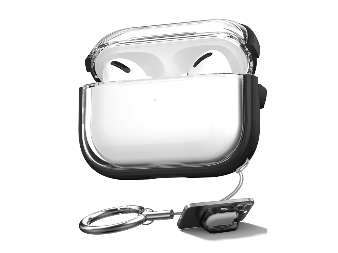 Capa Zruxe Para Apple Airpods Pro 2/1 Estojo Transparente Preto (suporte Para Telemovel, Fecho Seguro, Resistente A Quedas)