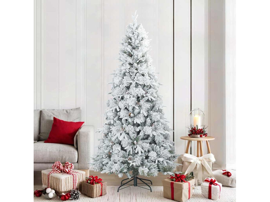 Vidaxl Árvore De Natal Artificial Articulada Nevado Flocked Branco