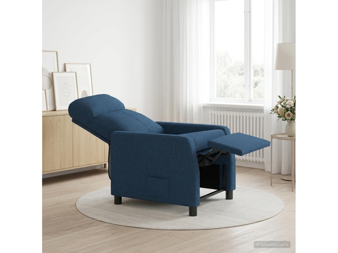 Vidaxl Reclinável Azul Tecido