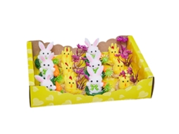 Conjunto de 12 Ovos e Coelhos de Pelúcia para Decoração de Páscoa LAXISCREED