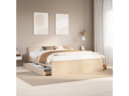 Cama Sem Colchão Com Cabeceira 180x200 Cm Pinho Maciço Branco