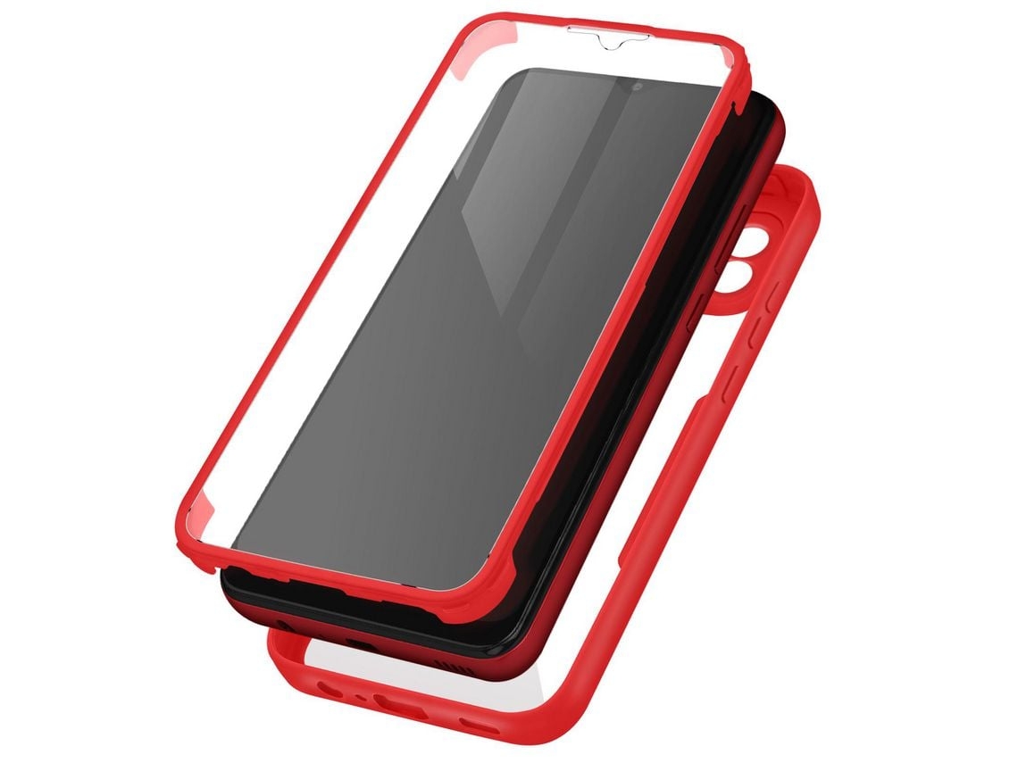 Capa Inteira Galaxy A03 Plexiglas Costas E Polímero Vermelho Contorno Frontal