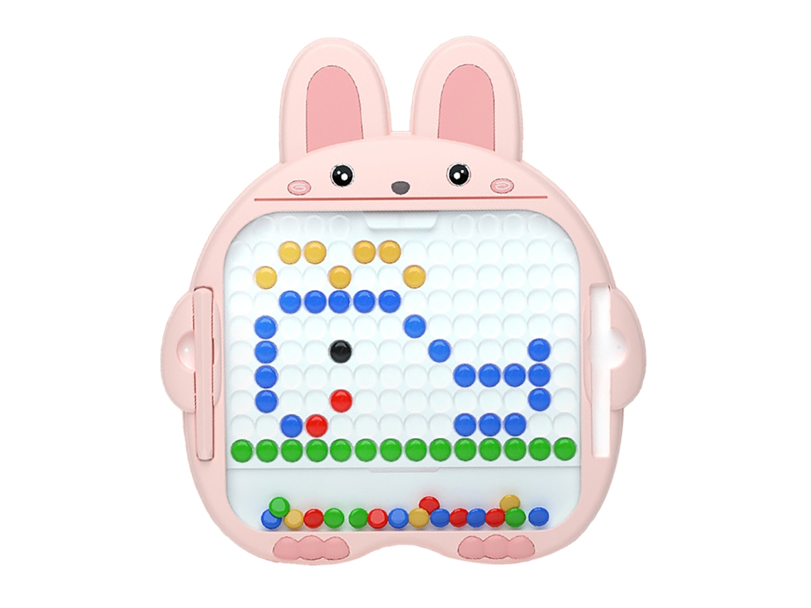 Mali quadro de Desenho Magnético em Forma de Coelho com Contas Brinquedo Educativo XL Rosa