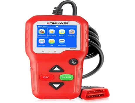 Scanner para Carro KONNWEI Diagnóstico de Erros KW680 (Vermelho)