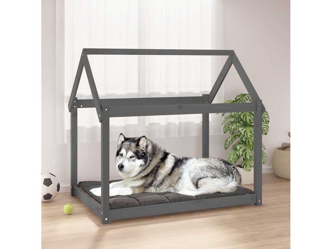 Vidaxl Cama 111x80x100 Cm Madeira De Pinho Maciça Cinza
