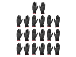 10 Pares Luvas de Trabalho de Segurança PU Revestido Antiestático Nylon Preto com Borda Vermelha 7 S/MARCA