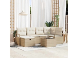 Vidaxl Conjunto de Sofá de Jardim 7 Pcs Bege Rattan Sintético