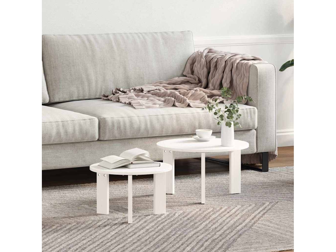 Vidaxl Mesa De Centro 2 Unid. Branco 47,5 X 47,5 X 27 Cm
