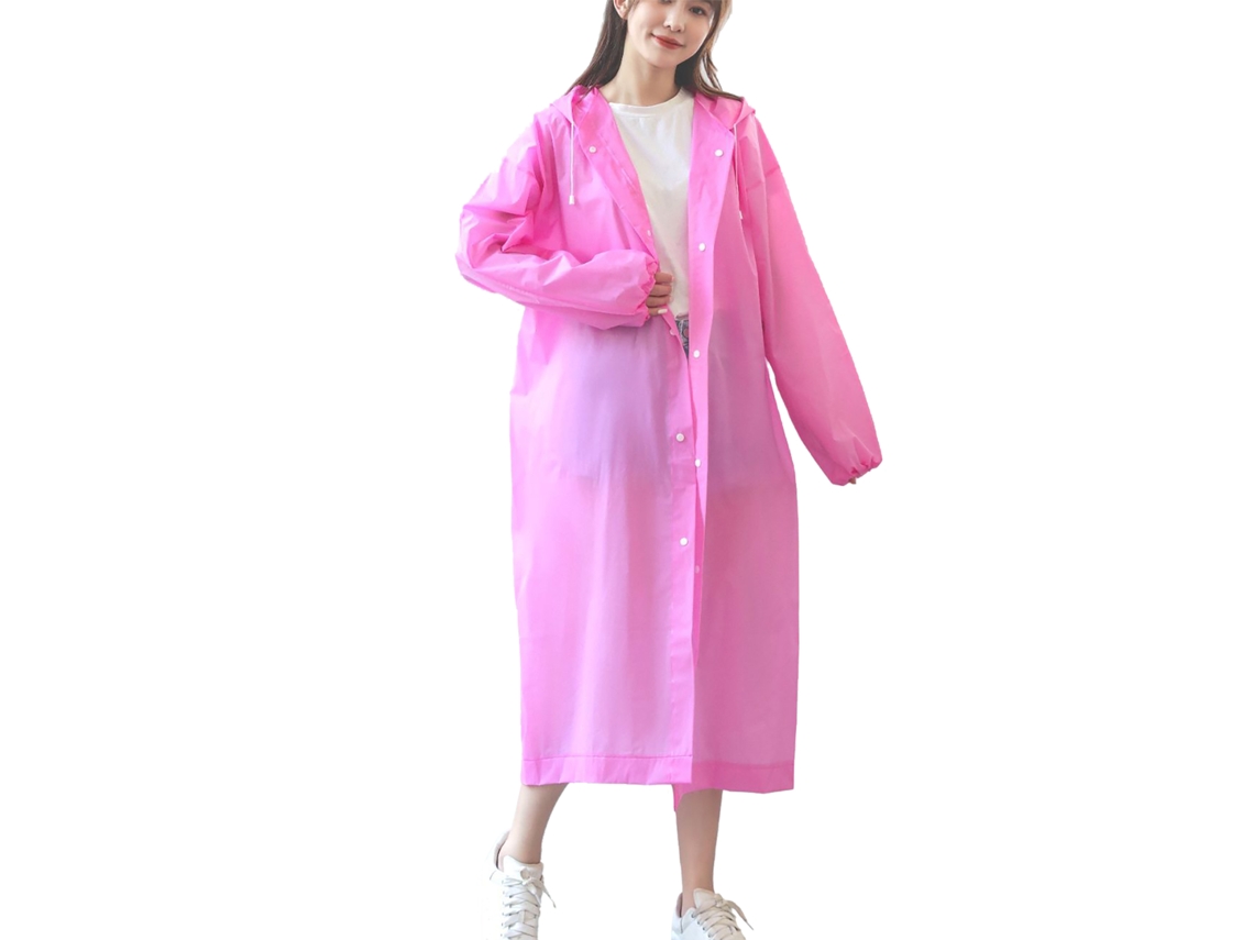 Capa de Chuva Reutilizável com Capuz Rosa | S/MARCA
