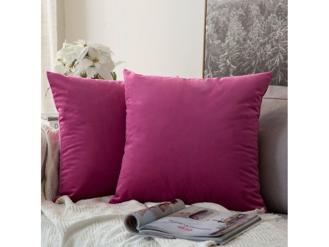 2026-pacote Com 2 Capas De Travesseiro Quadradas De Veludo Macio 45x45 Cm Sem Enchimento, Cor Vermelho-rosa Para Sofá, Cama E Carro