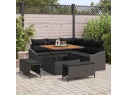 Vidaxl Conjunto De Sofá De Jardim 8 Unid. Preto Vime Pe