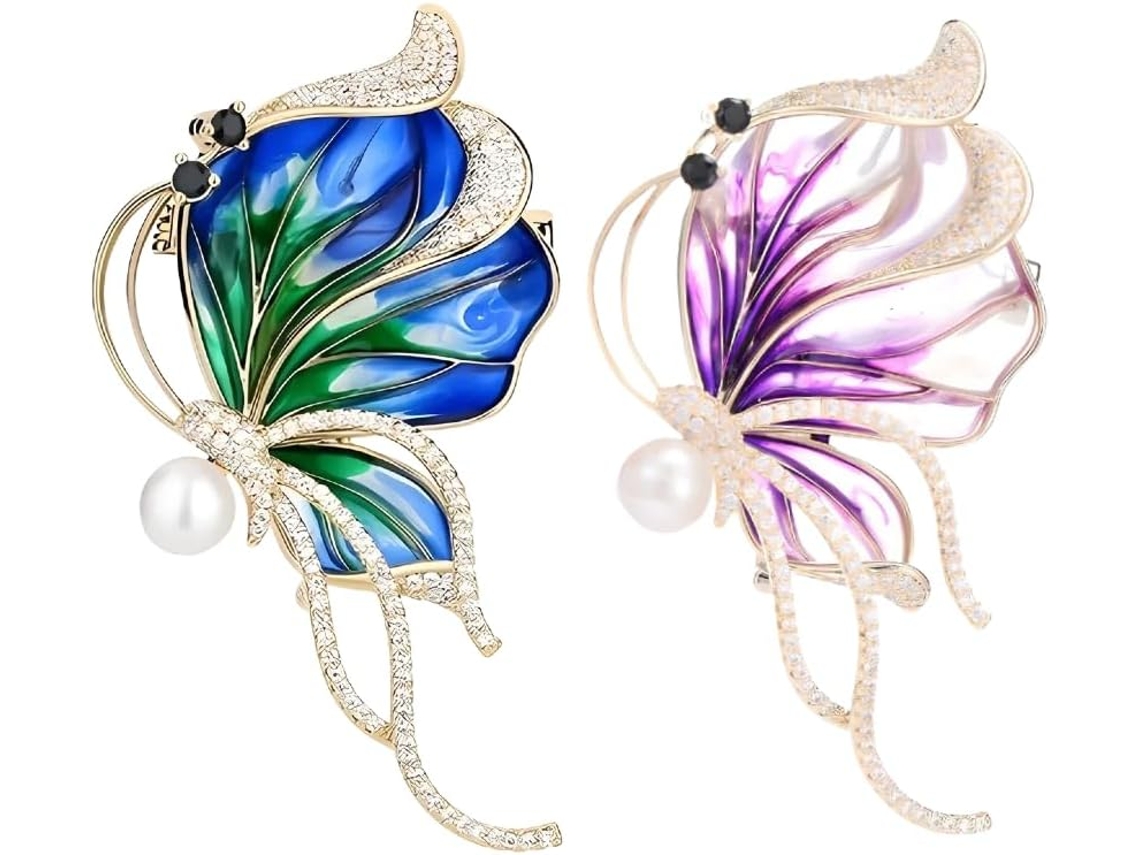 Broches E Alfinetes Elegantes Feitos À Mão Para Mulheres, Estilo Vintage, Com Esmalte, Strass E Pérolas Incrustadas