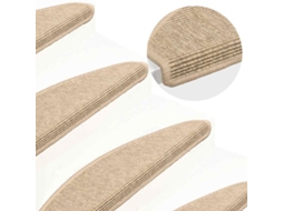 Vidaxl Tapetes De Escada 15 Peças 65x21x4 Cm Bege Claro Meio Redondo Grande