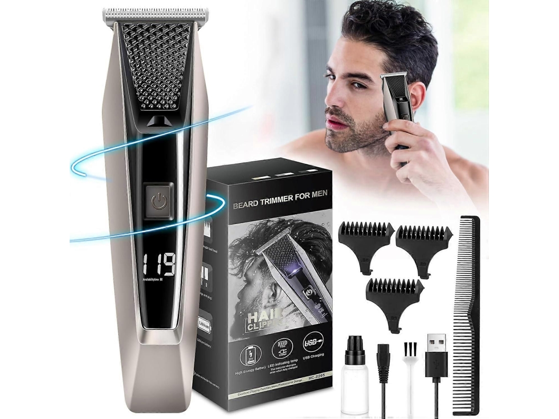 Máquina De Cortar Cabelo Profissional Masculina, Aparador De Barba Sem Fio Masculino, Aparador De Cabelo Recarregável Com Visor Led Para Homens,