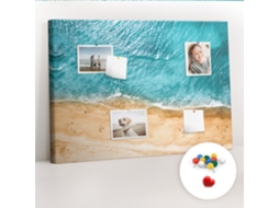 Quadro De Cortiça Com Impressão Mar, Praia E Pessoas Para O Quarto Das Crianças Espelharte (70x100 Cm)