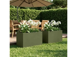 Vidaxl Vaso De Jardim 2 Unid. Verde-azeitona 50 X 40 X 40 Cm
