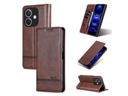 Capa De Celular Flip Em Couro Texturizado De Bezerro Com Ímã Azns Para Oppo A3x 4g