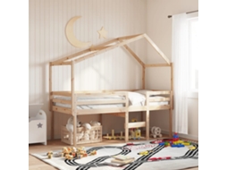 Vidaxl Cama Alta Com Telhado 75x190 Cm Pinho Maciço