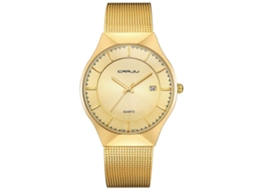Relógio masculino de quartzo, à prova d'água, metal, pulseira ajustável, dourado.