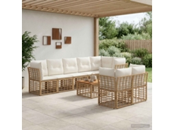 Vidaxl Conjunto De Sofás Para Exterior 9 Unid. Natural E Branco Creme