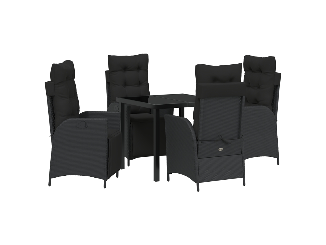 Conjunto 5 De Jantar De Jardim Vidaxl Preto Vime Poly