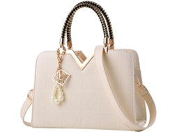 Bolsa De Ombro Feminina Plus Size Em Couro Pu Branco Com Dois Compartimentos Principais E Bolso Com Zíper.