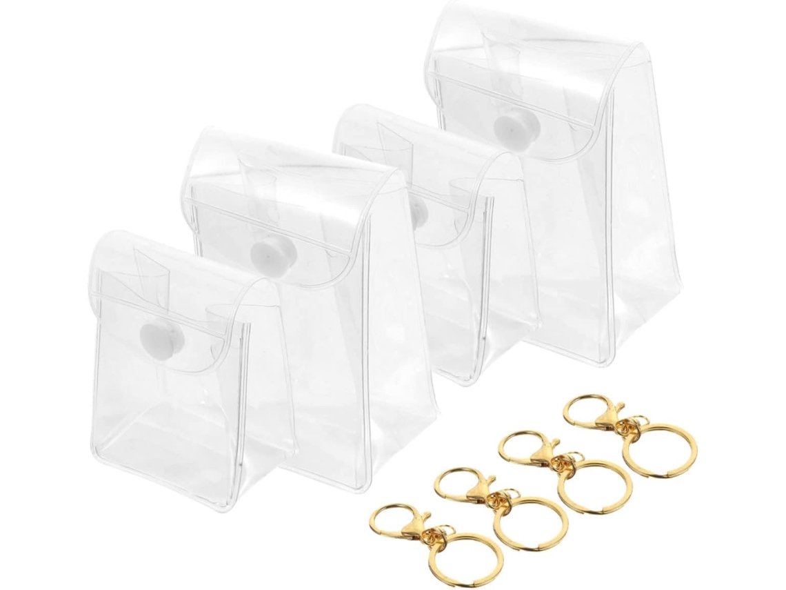 Conjunto De 4 Sacolas Transparentes De Pvc Com Chaveiro Para Organizador De Protetor Labial E Exposi Gokoco
