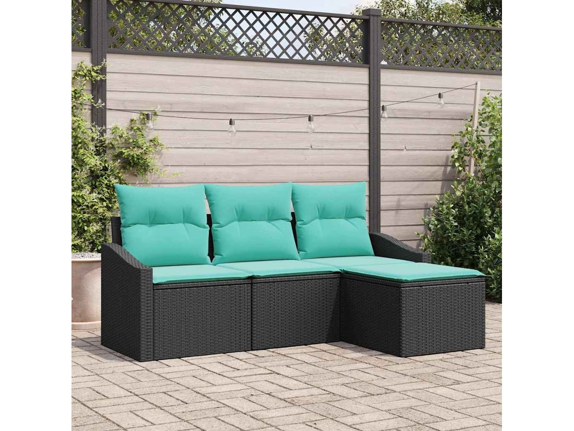 Vidaxl Conjunto De Sofás 4 Unid. Preto Vime Pe