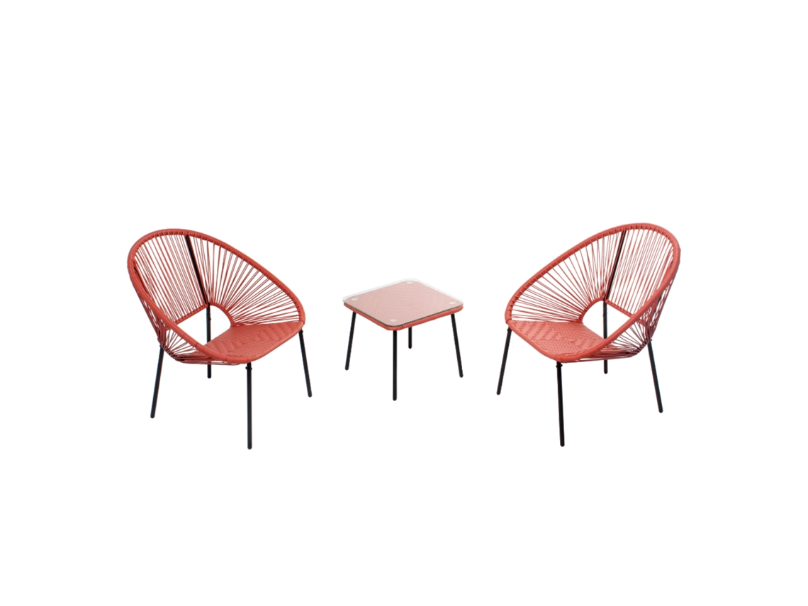 Conjunto de 2 Cadeirões Mesa de Apoio Terracota Acapulco CONCEPT U